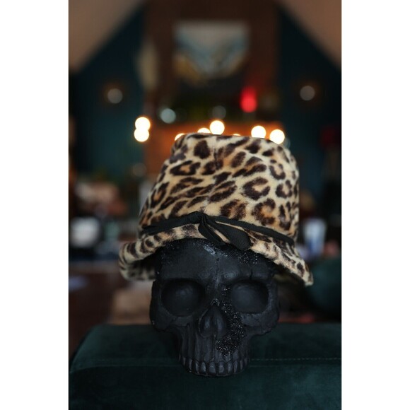 Vintage Jonquil Faux Fur Leopard Bucket Style Hat Clueless Cher Rockabilly